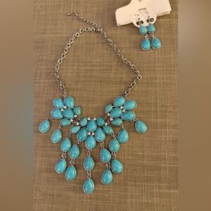 Turquoise look Statement Necklace and Earring Set